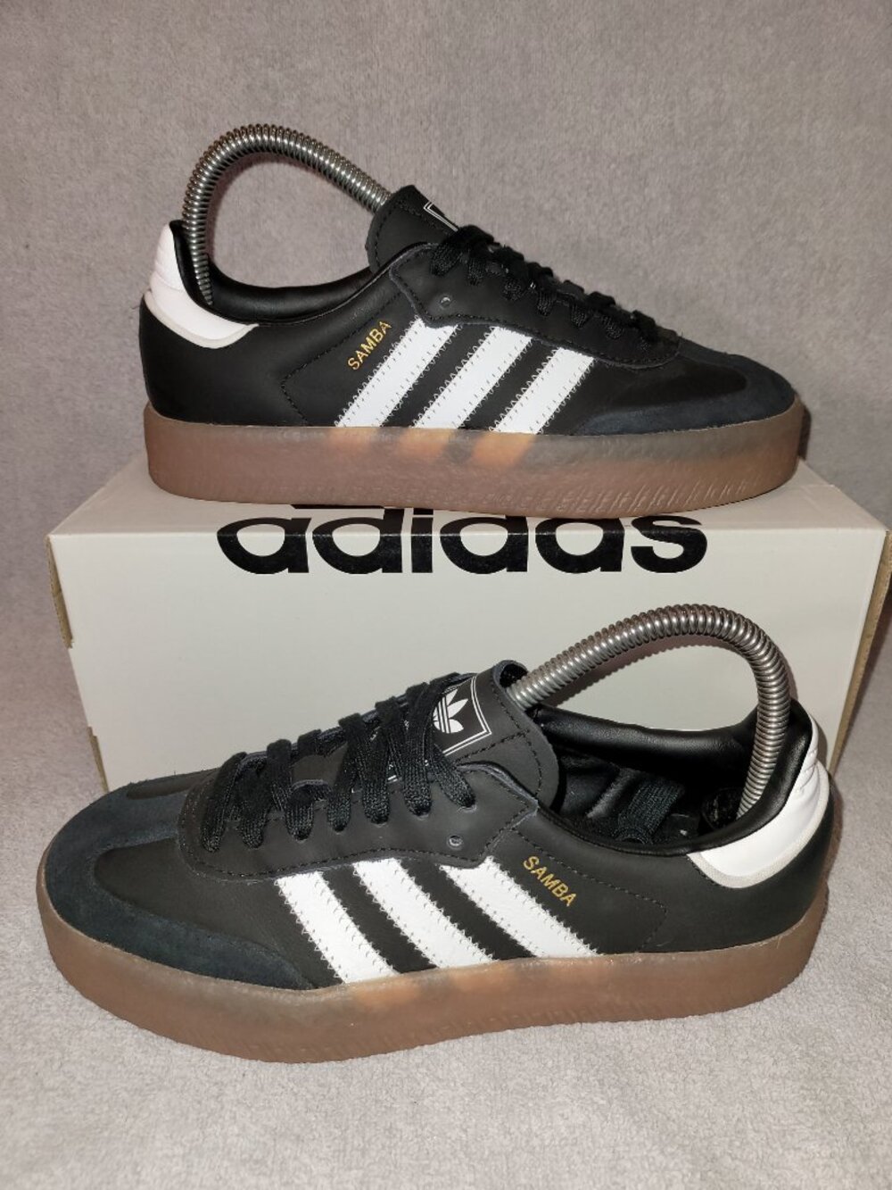 Adidas Sambae Samba Women's Size 6 Black White Tan Gum Sneakers JI1350 (#2358)